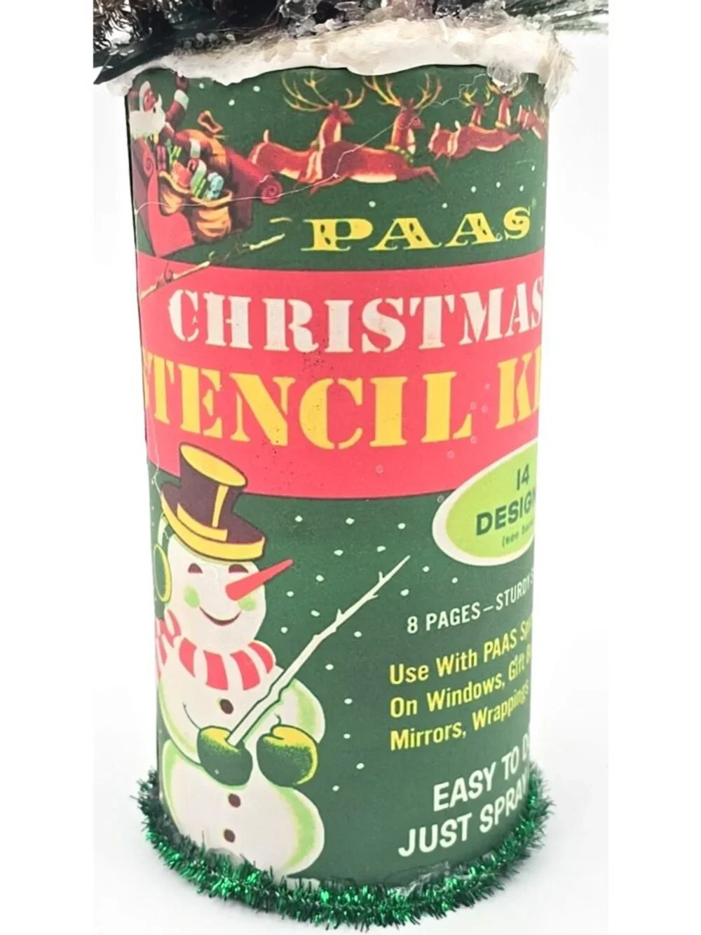 OOAK Christmas Assemblage Art Vtg Kitsch Bottle Brush Tree Santa Mica Handmade